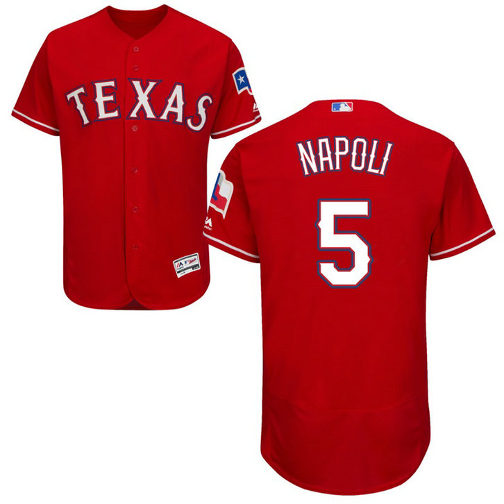 Texas Rangers Mike Napoli #5 Scarlet Alternate Flex Base Jersey