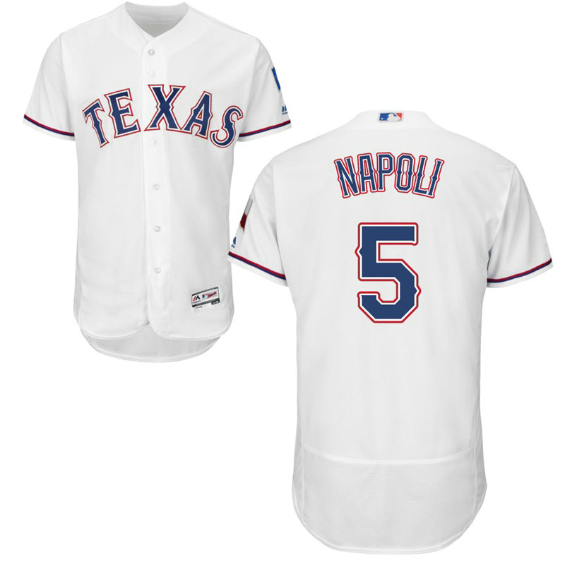 Texas Rangers Mike Napoli #5 White Home Flex Base Jersey