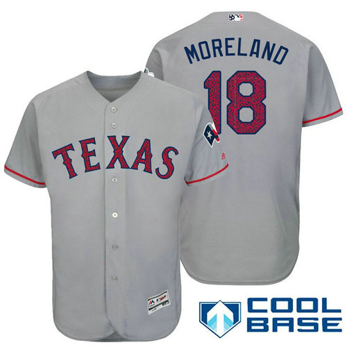 Texas Rangers #18 Mitch Moreland Grey Stars & Stripes 2016 Independence Day Cool Base Jersey Texas Rangers #18 Mitch Moreland Grey Stars & Stripes 2016 Independence Day Cool Base Jersey