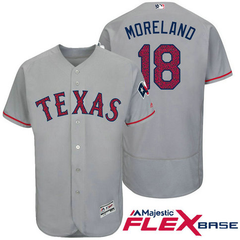 Texas Rangers #18 Mitch Moreland Grey Stars & Stripes 2016 Independence Day Flex Base Jersey Texas Rangers #18 Mitch Moreland Grey Stars & Stripes 2016 Independence Day Flex Base Jersey