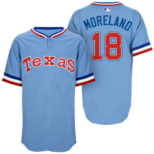 Texas Rangers Mitch Moreland #18 Light Blue Authentic Turn Back the Clock Jersey Texas Rangers Mitch Moreland #18 Light Blue Authentic Turn Back the Clock Jersey