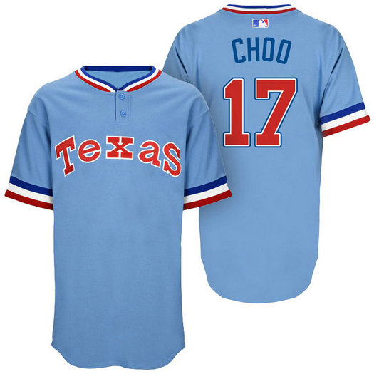 Texas Rangers Shin-Soo Choo #17 Light Blue Authentic Turn Back the Clock Jersey