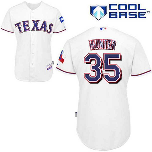 Texas Rangers #35 Tommy Hunter White Home Cool Base Jersey Texas Rangers #35 Tommy Hunter White Home Cool Base Jersey