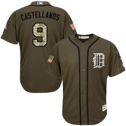 Detroit Tigers #9 Nick Castellanos Olive Camo Jersey