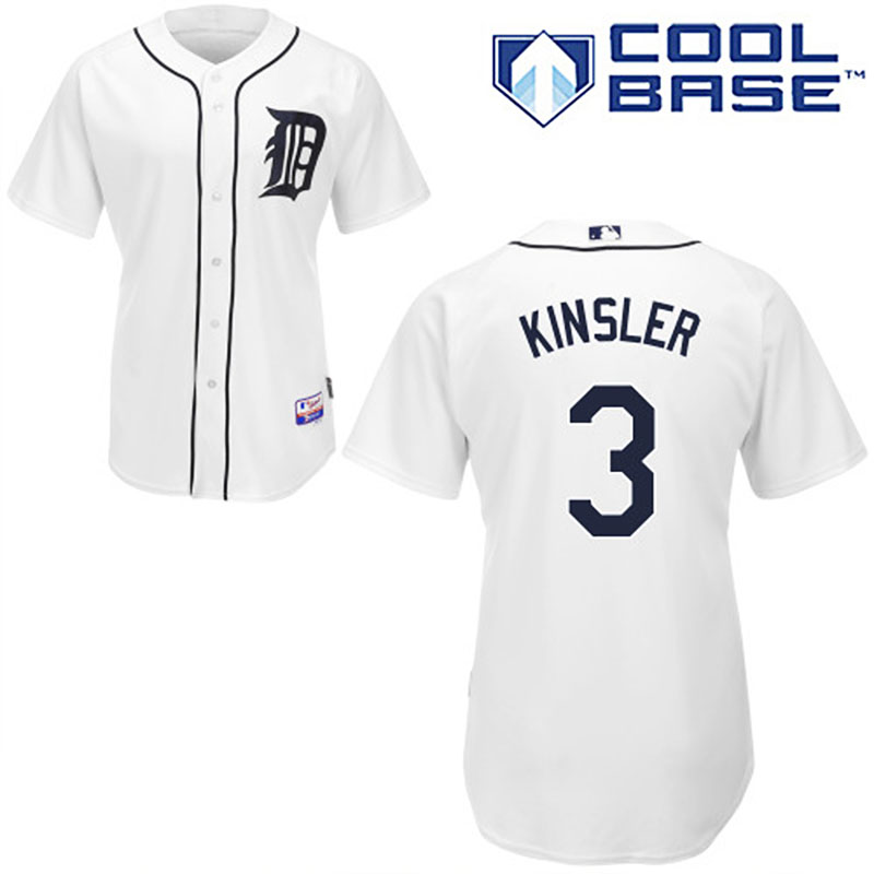 Detroit Tigers #3 Ian Kinsler Authentic White Home Cool Base Jersey Detroit Tigers #3 Ian Kinsler Authentic White Home Cool Base Jersey