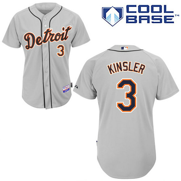 Detroit Tigers #3 Ian Kinsler Authentic Grey Away Cool Base Jersey Detroit Tigers #3 Ian Kinsler Authentic Grey Away Cool Base Jersey