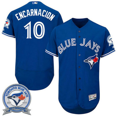 Toronto Blue Jays Edwin Encarnacion #10 Royal Alternate 40th Anniversary Patch Flex Base Jersey