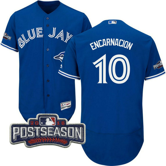 Toronto Blue Jays Edwin Encarnacion #10 Royal 2016 Postseason Patch Flex Base Jersey Toronto Blue Jays Edwin Encarnacion #10 Royal 2016 Postseason Patch Flex Base Jersey