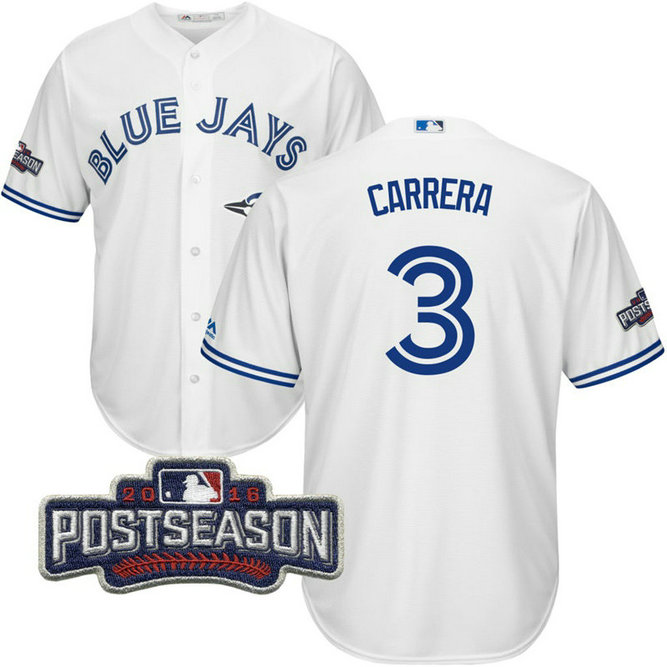 Toronto Blue Jays Ezequiel Carrera #3 White 2016 Postseason Patch Cool Base Jersey Toronto Blue Jays Ezequiel Carrera #3 White 2016 Postseason Patch Cool Base Jersey