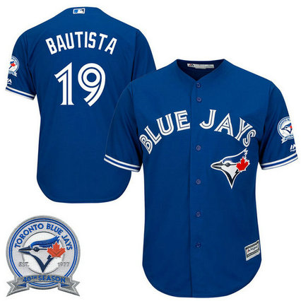 Toronto Blue Jays Jose Bautista #19 Royal Alternate 40th Anniversary Patch Cool Base Jersey Toronto Blue Jays Jose Bautista #19 Royal Alternate 40th Anniversary Patch Cool Base Jersey