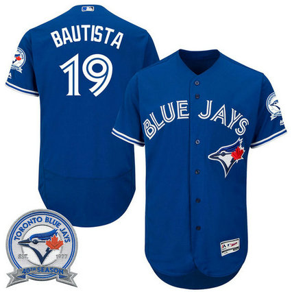 Toronto Blue Jays Jose Bautista #19 Royal Alternate 40th Anniversary Patch Flex Base Jersey Toronto Blue Jays Jose Bautista #19 Royal Alternate 40th Anniversary Patch Flex Base Jersey