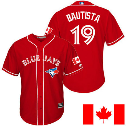 Toronto Blue Jays Jose Bautista #19 2016 Canada Day Red Cool Base Jersey Toronto Blue Jays Jose Bautista #19 2016 Canada Day Red Cool Base Jersey
