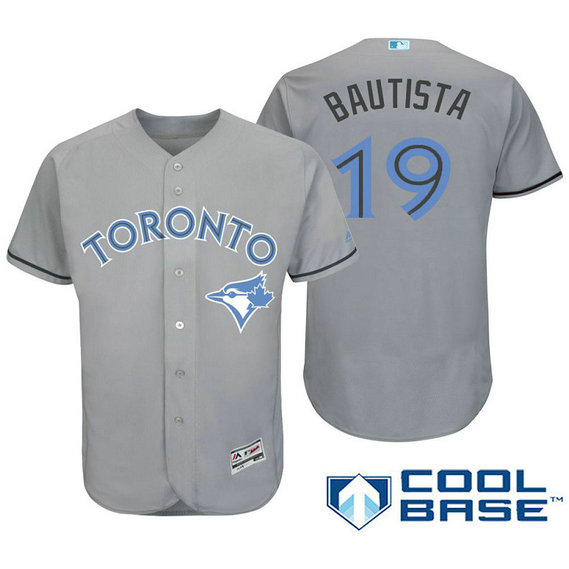 Toronto Blue Jays #19 Jose Bautista Grey Fashion 2016 Father's Day Cool Base Jersey Toronto Blue Jays #19 Jose Bautista Grey Fashion 2016 Father's Day Cool Base Jersey