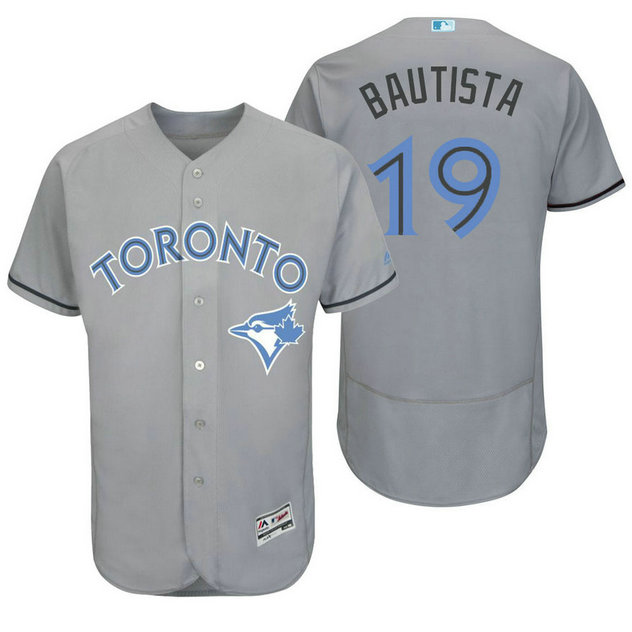 Toronto Blue Jays #19 Jose Bautista Grey Fashion 2016 Father's Day Flex Base Jersey Toronto Blue Jays #19 Jose Bautista Grey Fashion 2016 Father's Day Flex Base Jersey