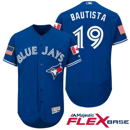 Toronto Blue Jays #19 Jose Bautista Blue Stars & Stripes 2016 Independence Day Flex Base Jersey Toronto Blue Jays #19 Jose Bautista Blue Stars & Stripes 2016 Independence Day Flex Base Jersey