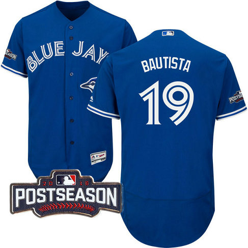 Toronto Blue Jays Jose Bautista #19 Royal 2016 Postseason Patch Flex Base Jersey Toronto Blue Jays Jose Bautista #19 Royal 2016 Postseason Patch Flex Base Jersey
