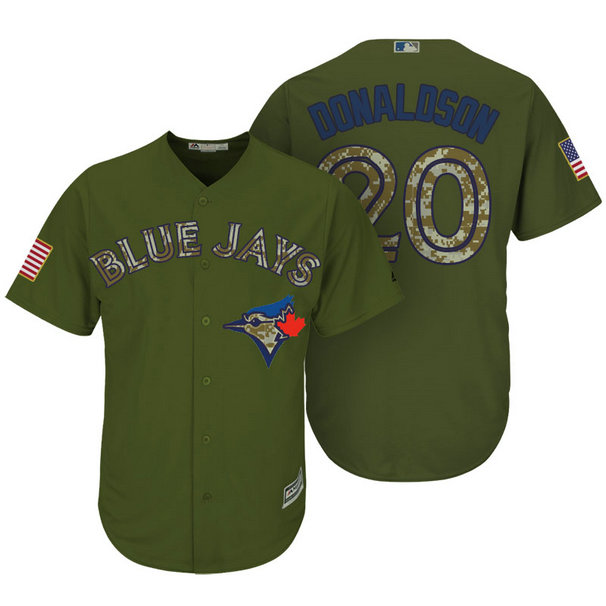 Toronto Blue Jays #20 Josh Donaldson Camo Olive Salute Official Cool Base Jersey