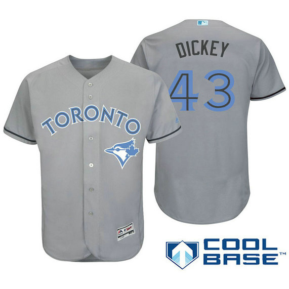 Toronto Blue Jays #43 R.A. Dickey Grey Fashion 2016 Father's Day Cool Base Jersey Toronto Blue Jays #43 R.A. Dickey Grey Fashion 2016 Father's Day Cool Base Jersey