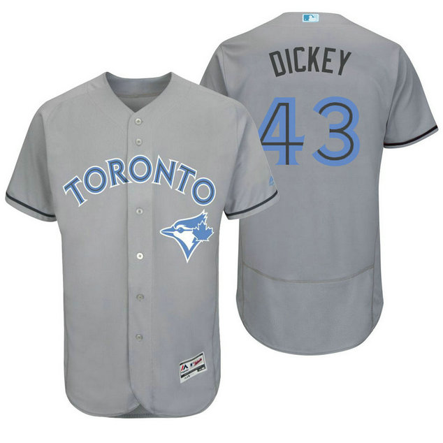 Toronto Blue Jays #43 R.A. Dickey Grey Fashion 2016 Father's Day Flex Base Jersey Toronto Blue Jays #43 R.A. Dickey Grey Fashion 2016 Father's Day Flex Base Jersey