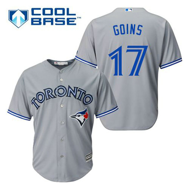 Toronto Blue Jays #17 Ryan Goins Grey Official Cool Base Jersey Toronto Blue Jays #17 Ryan Goins Grey Official Cool Base Jersey