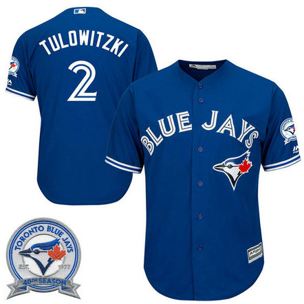 Toronto Blue Jays Troy Tulowitzki #2 Royal Alternate 40th Anniversary Patch Cool Base Jersey Toronto Blue Jays Troy Tulowitzki #2 Royal Alternate 40th Anniversary Patch Cool Base Jersey