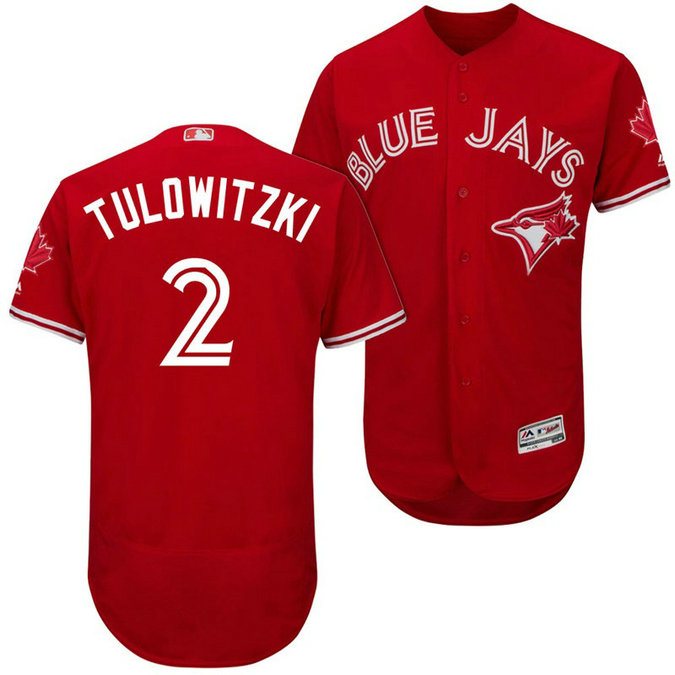 Toronto Blue Jays Troy Tulowitzki #2 Scarlet 2017 Alternate Authentic Collection Flex Base Jersey Toronto Blue Jays Troy Tulowitzki #2 Scarlet 2017 Alternate Authentic Collection Flex Base Jersey