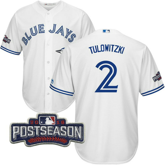 Toronto Blue Jays Troy Tulowitzki #2 White 2016 Postseason Patch Cool Base Jersey Toronto Blue Jays Troy Tulowitzki #2 White 2016 Postseason Patch Cool Base Jersey
