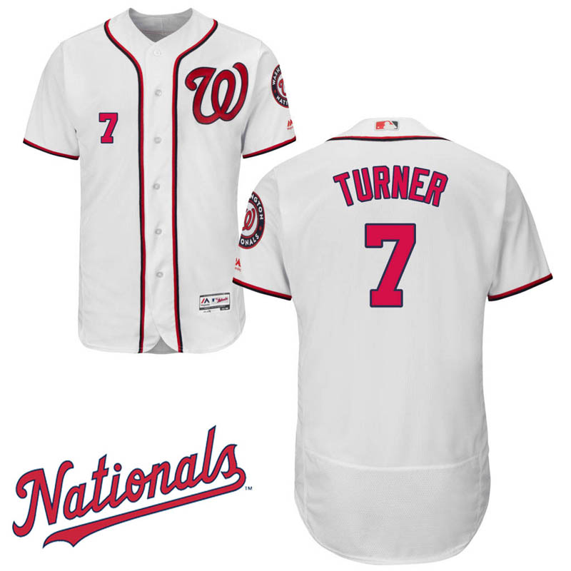 Trea Turner #7 Washington Nationals Home White Flex Base Jersey Trea Turner #7 Washington Nationals Home White Flex Base Jersey