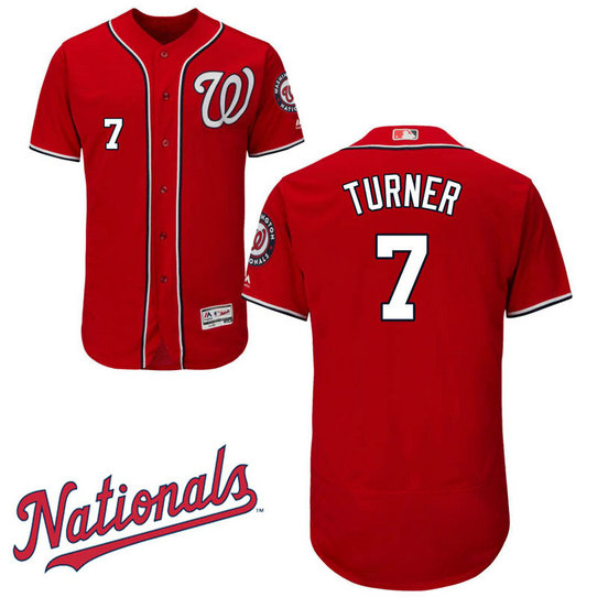 Trea Turner #7 Washington Nationals Alternate Red Flex Base Jersey Trea Turner #7 Washington Nationals Alternate Red Flex Base Jersey
