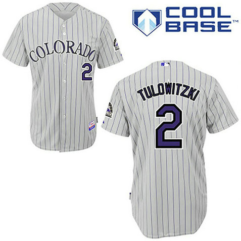 Colorado Rockies #2 Troy Tulowitzki Grey Road Blue Strip Cool Base Jersey Colorado Rockies #2 Troy Tulowitzki Grey Road Blue Strip Cool Base Jersey