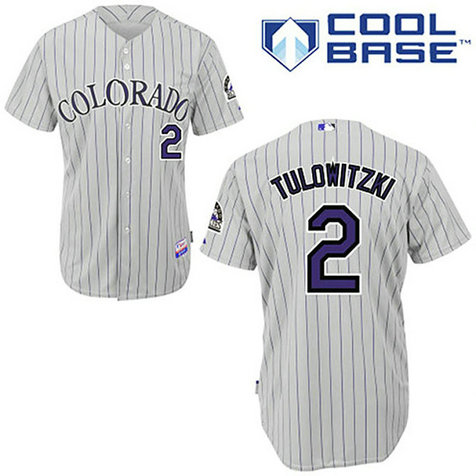 YOUTH Colorado Rockies #2 Troy TulowitzkiGrey Road Blue Strip Cool Base Jersey
