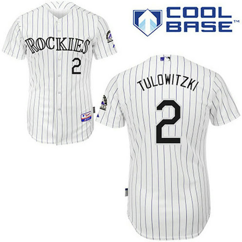 YOUTH Colorado Rockies #2 Troy TulowitzkiWhite Strip Home Cool Base Jersey