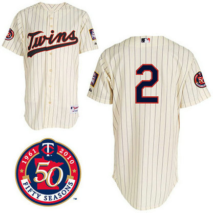 Minnesota Twins #2 Denard Span Cream Home 50TH Season Patch Jersey Minnesota Twins #2 Denard Span Cream Home 50TH Season Patch Jersey