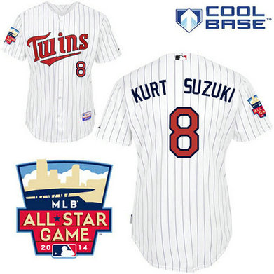 Minnesota Twins #8 Kurt Suzuki Authentic White Home Cool Base Jersey Minnesota Twins #8 Kurt Suzuki Authentic White Home Cool Base Jersey