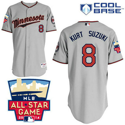 Minnesota Twins #8 Kurt Suzuki Authentic Grey Away Cool Base Jersey Minnesota Twins #8 Kurt Suzuki Authentic Grey Away Cool Base Jersey