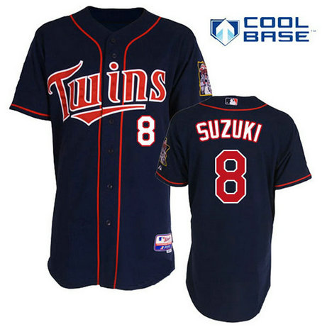 Minnesota Twins #8 Kurt Suzuki Authentic Navy Blue Alternate Home Cool Base Jersey Minnesota Twins #8 Kurt Suzuki Authentic Navy Blue Alternate Home Cool Base Jersey