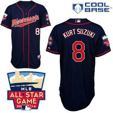Minnesota Twins #8 Kurt Suzuki Authentic Navy Blue Alternate Away Cool Base Jersey Minnesota Twins #8 Kurt Suzuki Authentic Navy Blue Alternate Away Cool Base Jersey