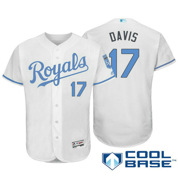 Kansas City Royals #17 Wade Davis White Fashion 2016 Father's Day Cool Base Jersey