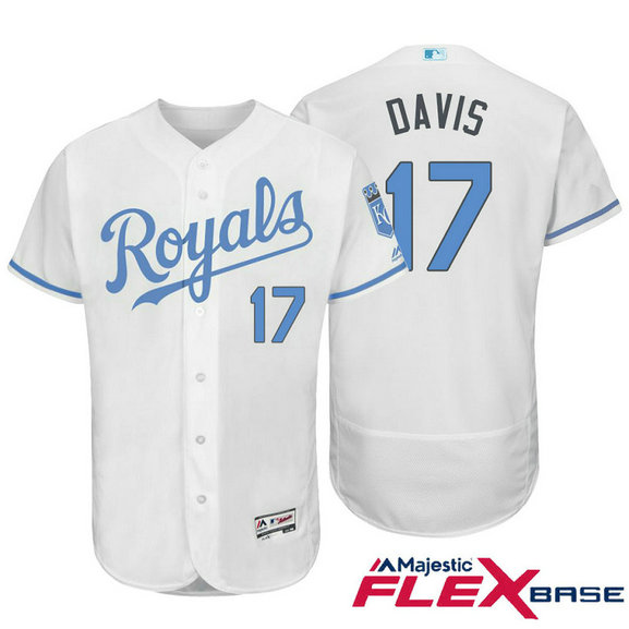 Kansas City Royals #17 Wade Davis White Fashion 2016 Father's Day Flex Base Jersey