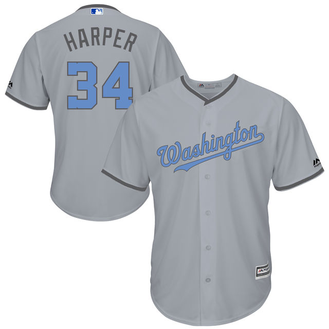 Washington Nationals #34 Bryce Harper Grey Fashion 2016 Father's Day Cool Base Jersey
