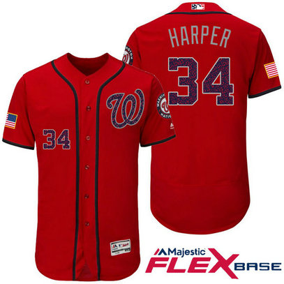 Washington Nationals #34 Bryce Harper Red Stars & Stripes 2016 Independence Day Flex Base Jersey Washington Nationals #34 Bryce Harper Red Stars & Stripes 2016 Independence Day Flex Base Jersey