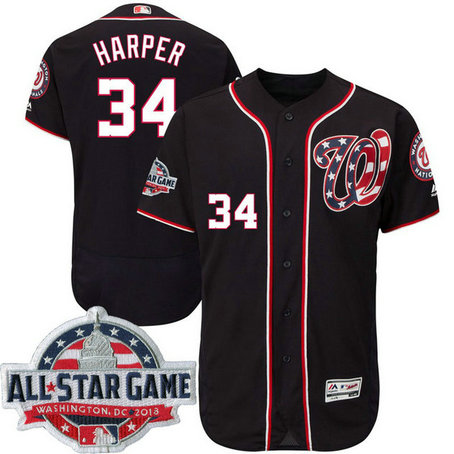 Washington Nationals #34 Bryce Harper Navy 2018 All-Star Game Alternate Flex Base Player Jersey