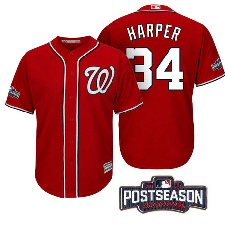 Washington Nationals Bryce Harper #34 NL East Division Champions Red 2016 Postseason Patch Cool Base Jersey Washington Nationals Bryce Harper #34 NL East Division Champions Red 2016 Postseason Patch Cool Base Jersey
