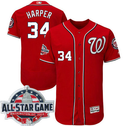 Washington Nationals #34 Bryce Harper Scarlet 2018 All-Star Game Alternate Flex Base Player Jersey Washington Nationals #34 Bryce Harper Scarlet 2018 All-Star Game Alternate Flex Base Player Jersey