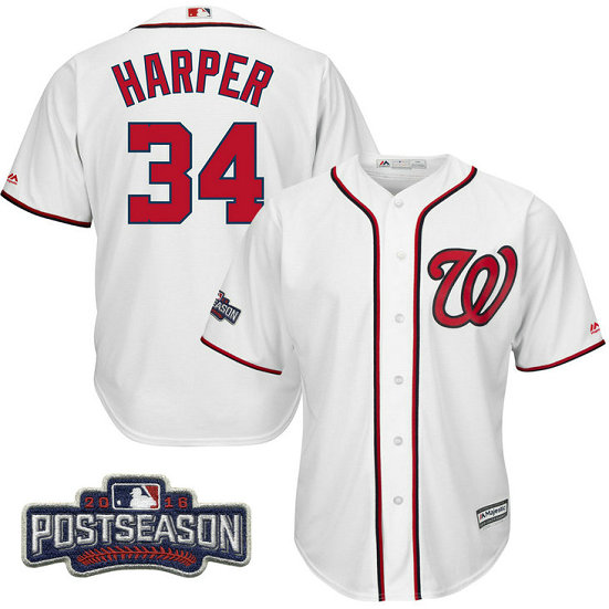 Washington Nationals Bryce Harper #34 NL East Division Champions White 2016 Postseason Patch Cool Base Jersey Washington Nationals Bryce Harper #34 NL East Division Champions White 2016 Postseason Patch Cool Base Jersey