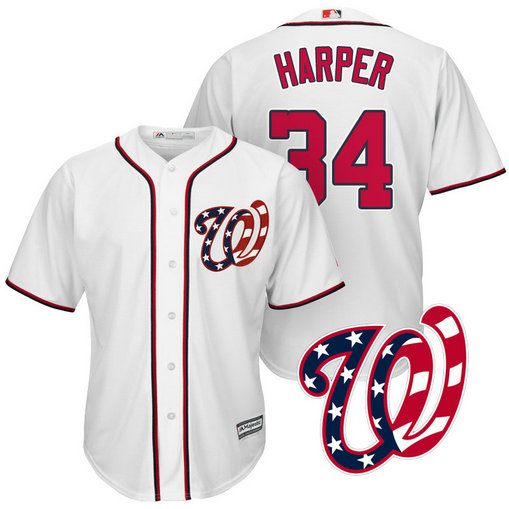 Washington Nationals Bryce Harper #34 White 2017 Cool Base Jersey Washington Nationals Bryce Harper #34 White 2017 Cool Base Jersey