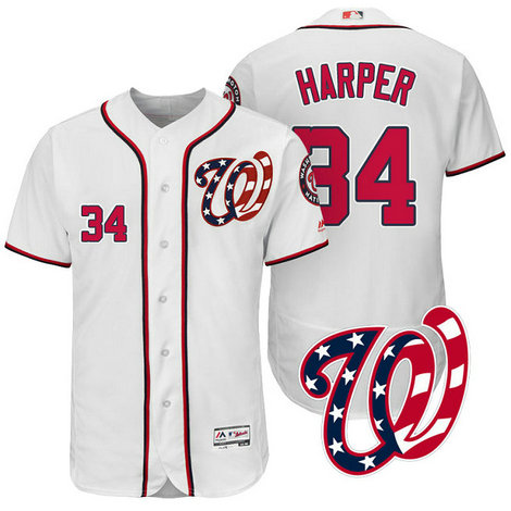 Washington Nationals Bryce Harper #34 White 2017 Home Authentic Collection Flex Base Jersey Washington Nationals Bryce Harper #34 White 2017 Home Authentic Collection Flex Base Jersey