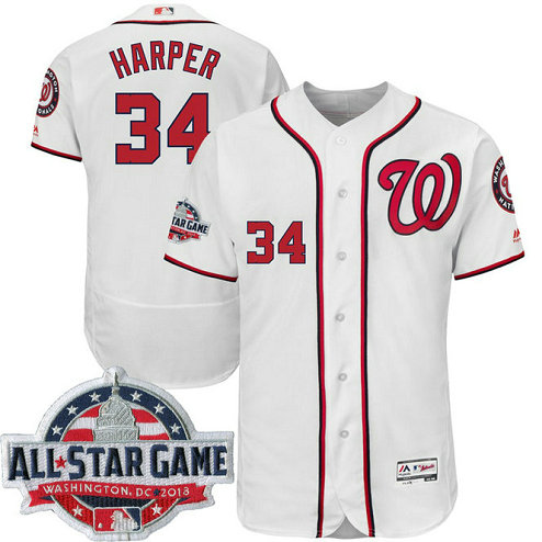 Washington Nationals #34 Bryce Harper White 2018 All-Star Game Home Flex Base Player Jersey