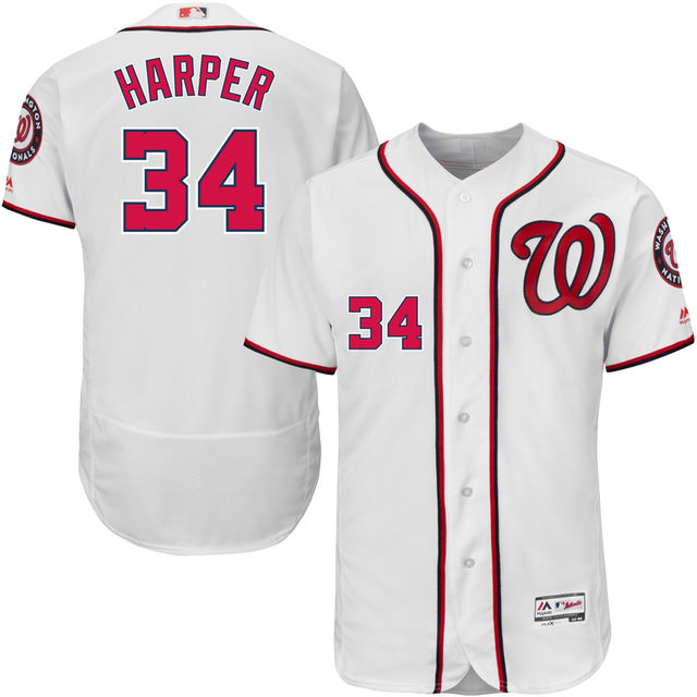 Washington Nationals Bryce Harper #34 White Authentic Collection Flexbase Jersey Washington Nationals Bryce Harper #34 White Authentic Collection Flexbase Jersey