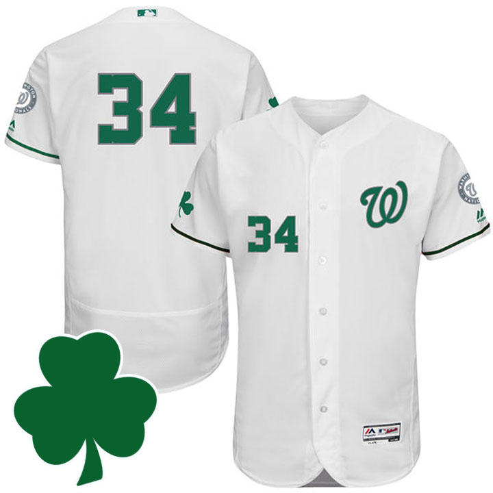 Washington Nationals #34 Bryce Harper St. Patricks Day White Celtic Flexbase Authentic Collection Jersey Washington Nationals #34 Bryce Harper St. Patricks Day White Celtic Flexbase Authentic Collection Jersey